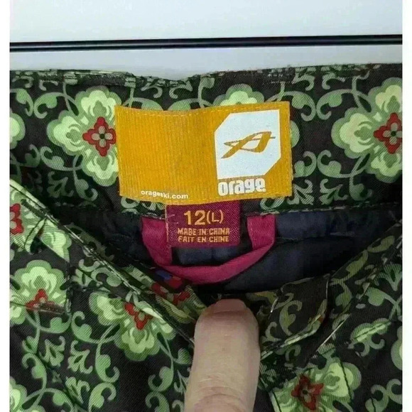 Orage Girls Snowboarding Ski Snow Pants Age 12L Brown Green Yellow - Picture 3 of 7